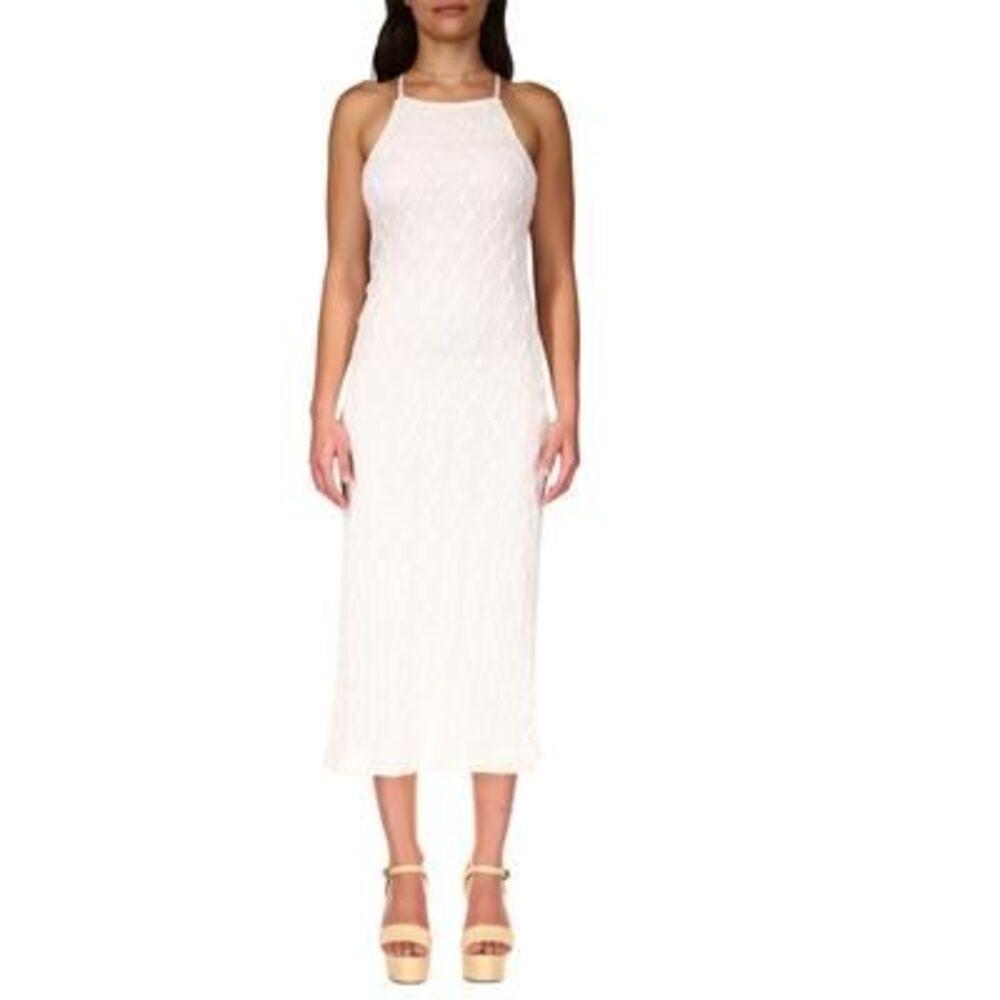Sanctuary Crochet Through The Night Midi Dress In Bone XS